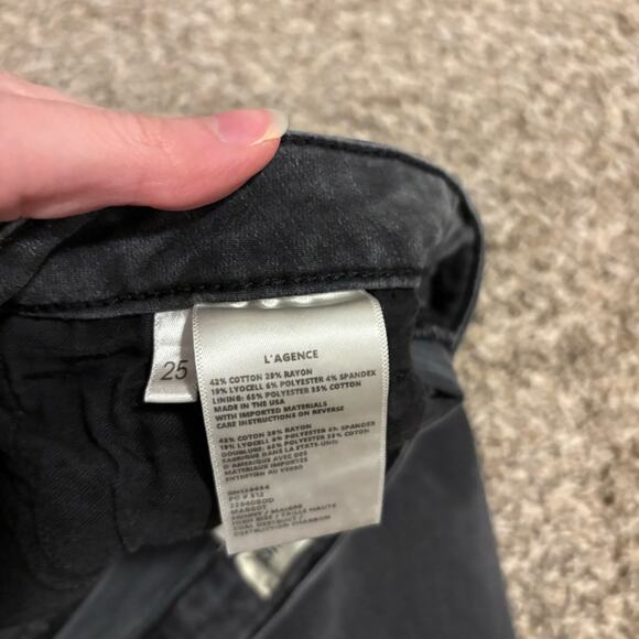 L'AGENCE Margot High Rise Distressed Skinny Washed Black Jeans 25 - Picture 8 of 11